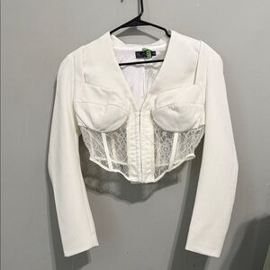 White Lace Corset Blazer